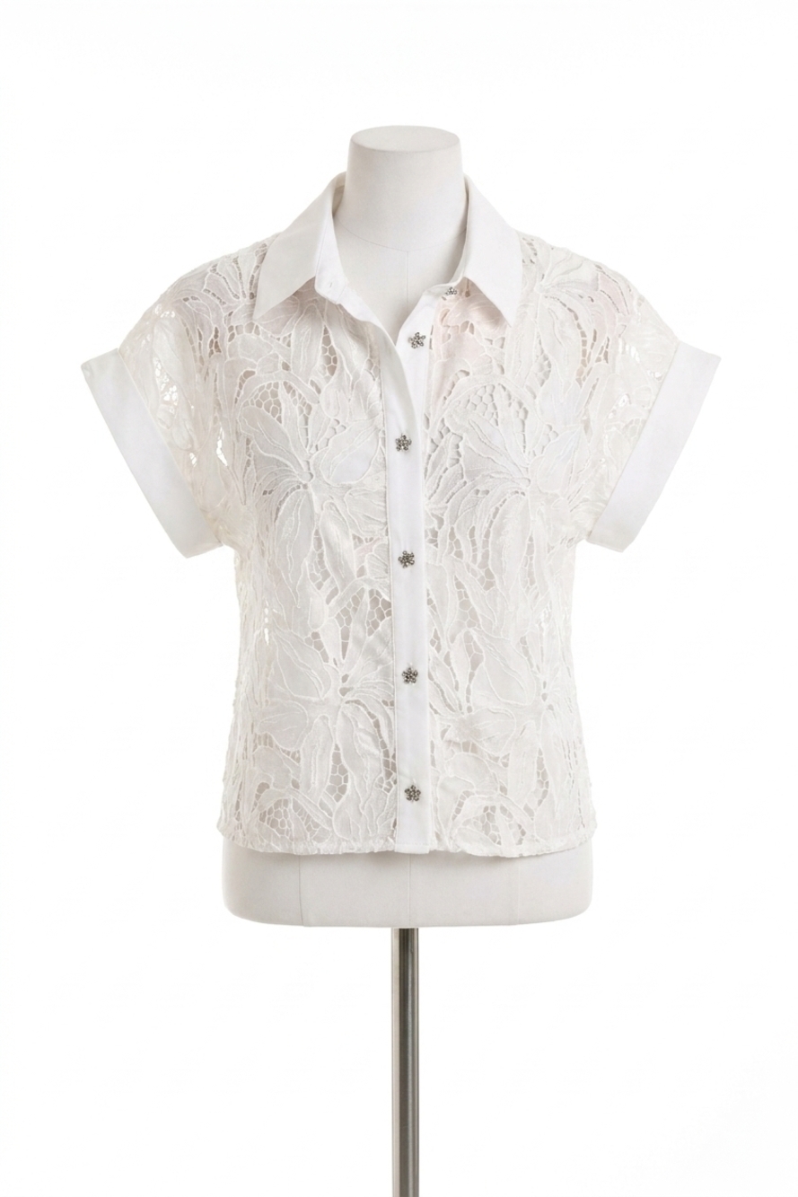 NEW FRANK LYMAN embroidered top in white
